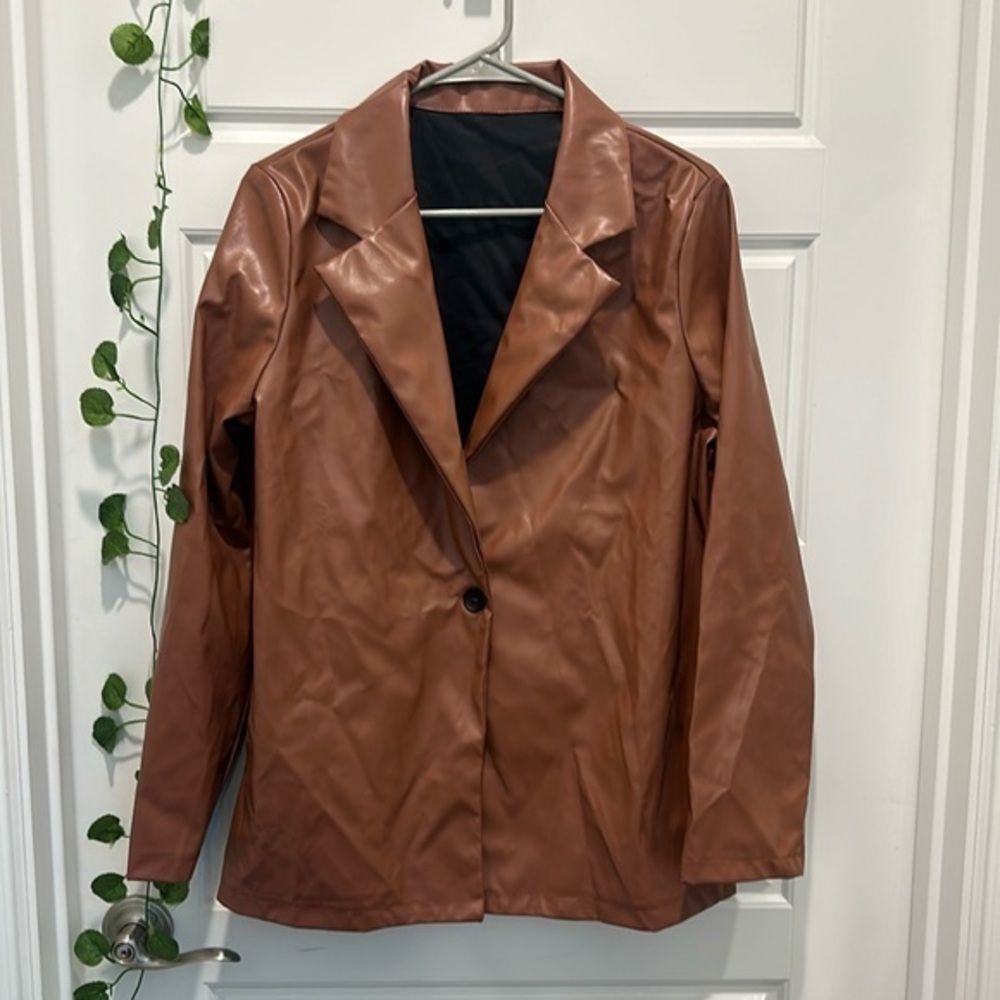 Leather‎ Brown Jacket Coat L